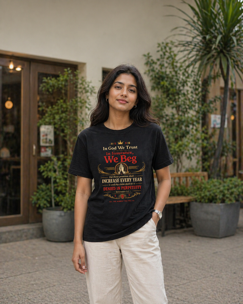 In God We Trust, In Insurance We Beg T-Shirt — Premium Increases & Denial in Perpetuity | Prior Authorize This