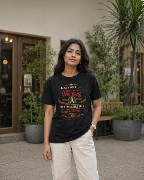 In God We Trust, In Insurance We Beg T-Shirt — Premium Increases & Denial in Perpetuity | Prior Authorize This